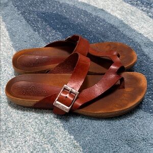 Yokono Flat Leather Sandals, Sz 7.5